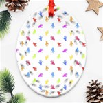 Multicolored Hands Silhouette Motif Design Ornament (Oval Filigree) Front