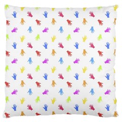 Multicolored Hands Silhouette Motif Design Large Cushion Case (two Sides) by dflcprintsclothing