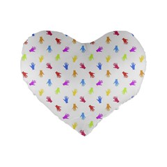 Multicolored Hands Silhouette Motif Design Standard 16  Premium Heart Shape Cushions by dflcprintsclothing