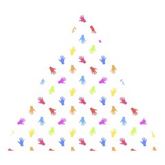 Multicolored Hands Silhouette Motif Design Wooden Puzzle Triangle by dflcprintsclothing