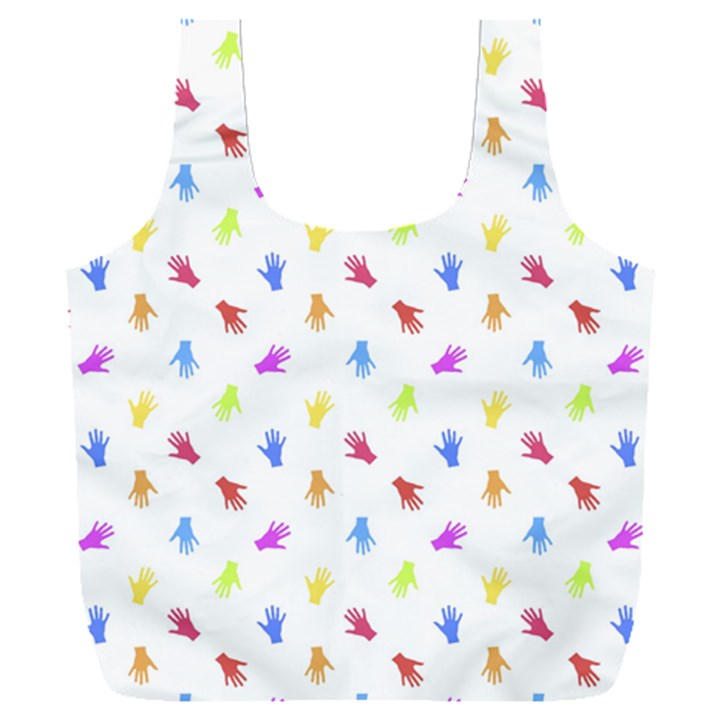 Multicolored Hands Silhouette Motif Design Full Print Recycle Bag (XXL)