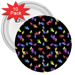 Multicolored Hands Silhouette Motif Design 3  Buttons (10 Pack)  by dflcprintsclothing