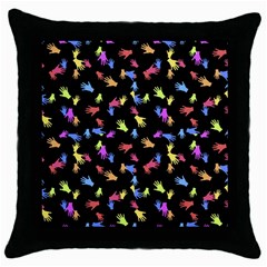 Multicolored Hands Silhouette Motif Design Throw Pillow Case (black) by dflcprintsclothing