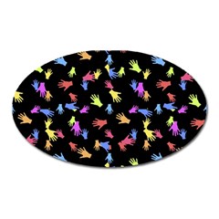 Multicolored Hands Silhouette Motif Design Oval Magnet