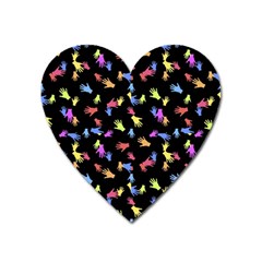 Multicolored Hands Silhouette Motif Design Heart Magnet