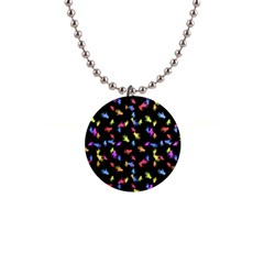 Multicolored Hands Silhouette Motif Design 1  Button Necklace