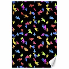 Multicolored Hands Silhouette Motif Design Canvas 24  X 36  by dflcprintsclothing