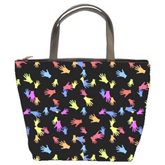 Multicolored Hands Silhouette Motif Design Bucket Bag