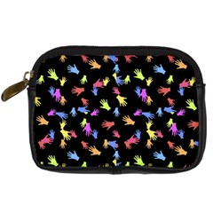 Multicolored Hands Silhouette Motif Design Digital Camera Leather Case by dflcprintsclothing