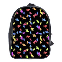 Multicolored Hands Silhouette Motif Design School Bag (large) by dflcprintsclothing