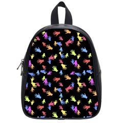 Multicolored Hands Silhouette Motif Design School Bag (small) by dflcprintsclothing