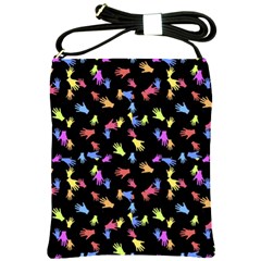 Multicolored Hands Silhouette Motif Design Shoulder Sling Bag by dflcprintsclothing