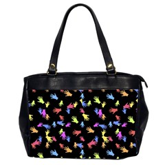 Multicolored Hands Silhouette Motif Design Oversize Office Handbag (2 Sides) by dflcprintsclothing