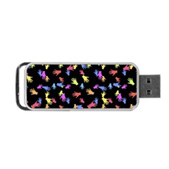 Multicolored Hands Silhouette Motif Design Portable Usb Flash (one Side)