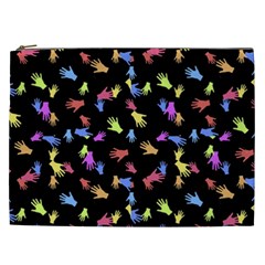 Multicolored Hands Silhouette Motif Design Cosmetic Bag (xxl) by dflcprintsclothing