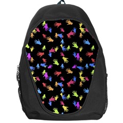 Multicolored Hands Silhouette Motif Design Backpack Bag