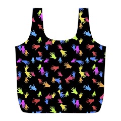 Multicolored Hands Silhouette Motif Design Full Print Recycle Bag (l) by dflcprintsclothing