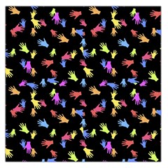 Multicolored Hands Silhouette Motif Design Large Satin Scarf (square) by dflcprintsclothing