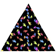 Multicolored Hands Silhouette Motif Design Wooden Puzzle Triangle by dflcprintsclothing