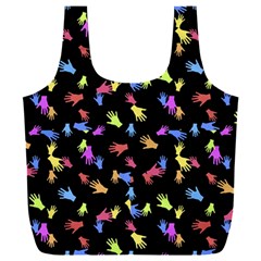 Multicolored Hands Silhouette Motif Design Full Print Recycle Bag (xxl)