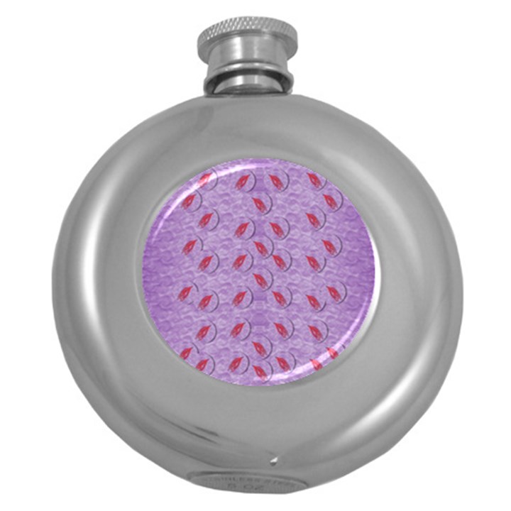 Tropical Flower Forest Of Ornate Colors Round Hip Flask (5 oz)