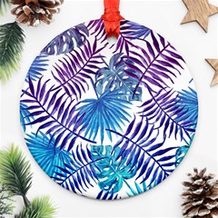 Blue Tropical Leaves Ornament (round) by goljakoff