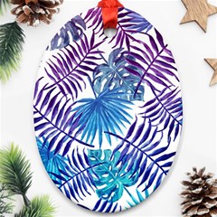 Blue Tropical Leaves Ornament (oval) by goljakoff