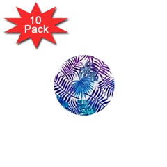 Blue Tropical Leaves 1  Mini Magnet (10 Pack)  by goljakoff