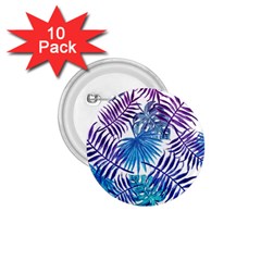 Blue Tropical Leaves 1 75  Buttons (10 Pack) by goljakoff