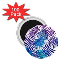 Blue Tropical Leaves 1 75  Magnets (100 Pack)  by goljakoff