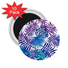 Blue Tropical Leaves 2 25  Magnets (10 Pack)  by goljakoff