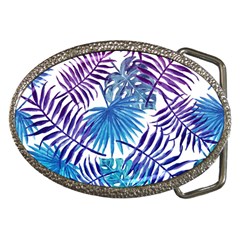 Blue Tropical Leaves Belt Buckles by goljakoff