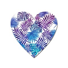 Blue Tropical Leaves Heart Magnet by goljakoff