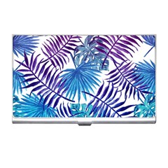 Blue Tropical Leaves Business Card Holder by goljakoff