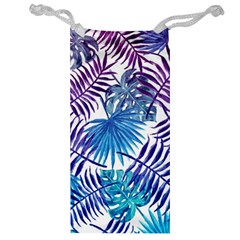 Blue Tropical Leaves Jewelry Bag by goljakoff