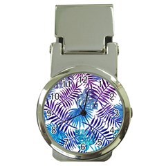 Blue Tropical Leaves Money Clip Watches by goljakoff