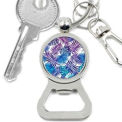 Blue Tropical Leaves Bottle Opener Key Chain by goljakoff