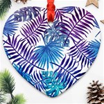 Blue tropical leaves Heart Ornament (Two Sides) Front