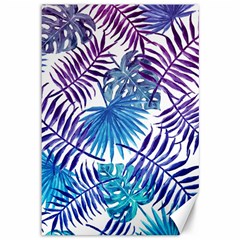 Blue Tropical Leaves Canvas 12  X 18  by goljakoff