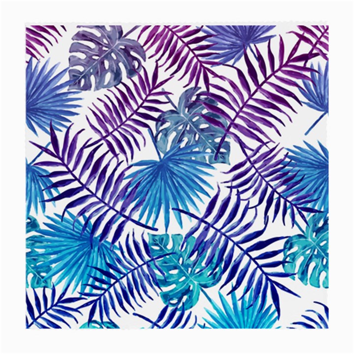 Blue tropical leaves Medium Glasses Cloth (2 Sides)