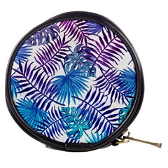 Blue Tropical Leaves Mini Makeup Bag by goljakoff