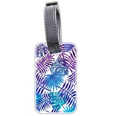 Blue Tropical Leaves Luggage Tag (two Sides) by goljakoff