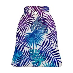 Blue Tropical Leaves Bell Ornament (two Sides) by goljakoff