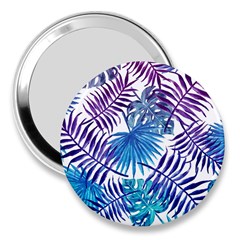 Blue Tropical Leaves 3  Handbag Mirrors by goljakoff