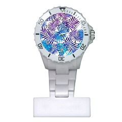 Blue Tropical Leaves Plastic Nurses Watch by goljakoff