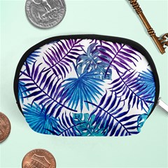 Blue Tropical Leaves Accessory Pouch (medium) by goljakoff