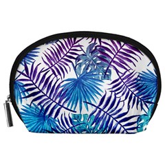 Blue Tropical Leaves Accessory Pouch (large) by goljakoff