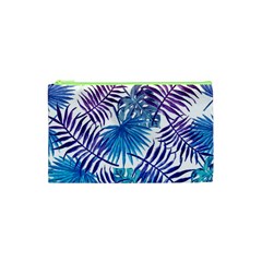 Blue Tropical Leaves Cosmetic Bag (xs) by goljakoff