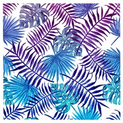 Blue Tropical Leaves Wooden Puzzle Square by goljakoff