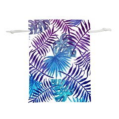 Blue Tropical Leaves Lightweight Drawstring Pouch (m) by goljakoff